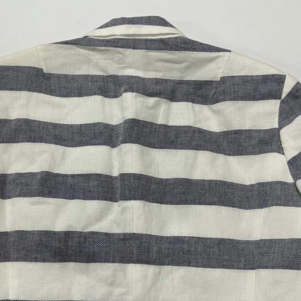 Banana‎ Republic Blazer Womens Sz 4 Gray Stripe NWT Linen Blend Career Work